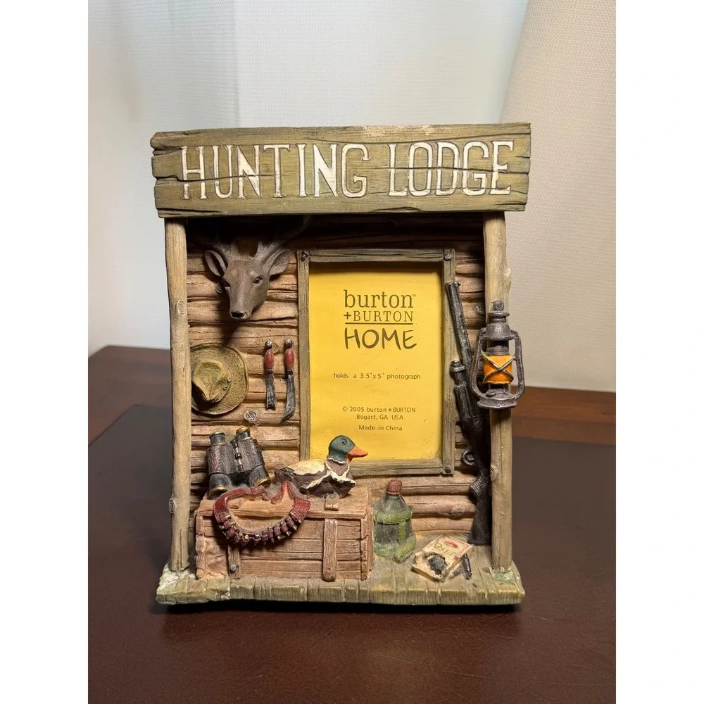 Burton + Burton Home Hunting Lodge Light Up Picture Frame 3.5x5 Rustic Cabin
